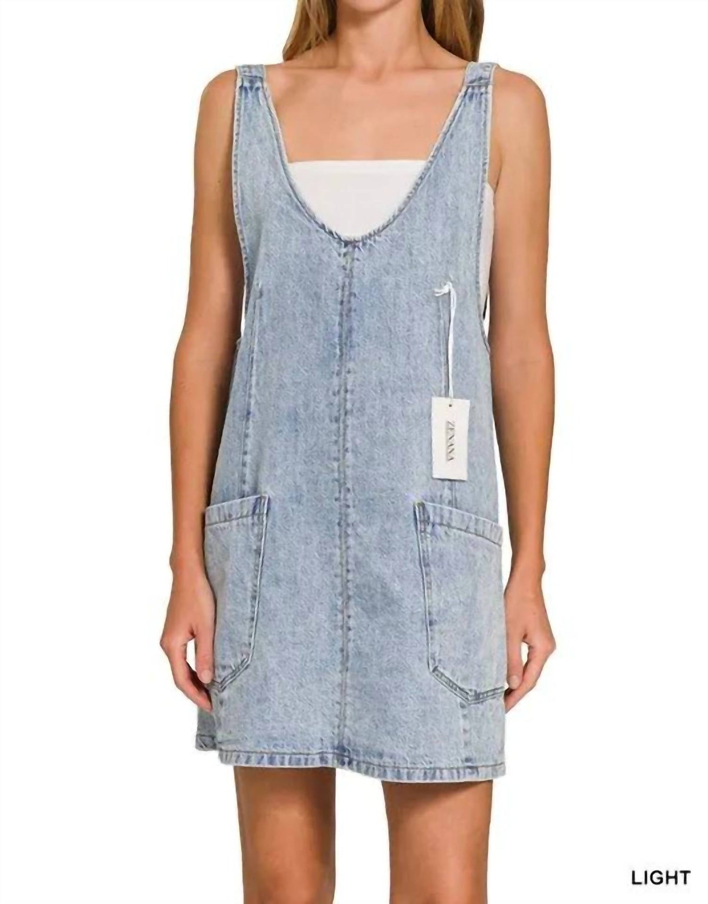 Trendsi - Zenana Denim Overall Mini Dress