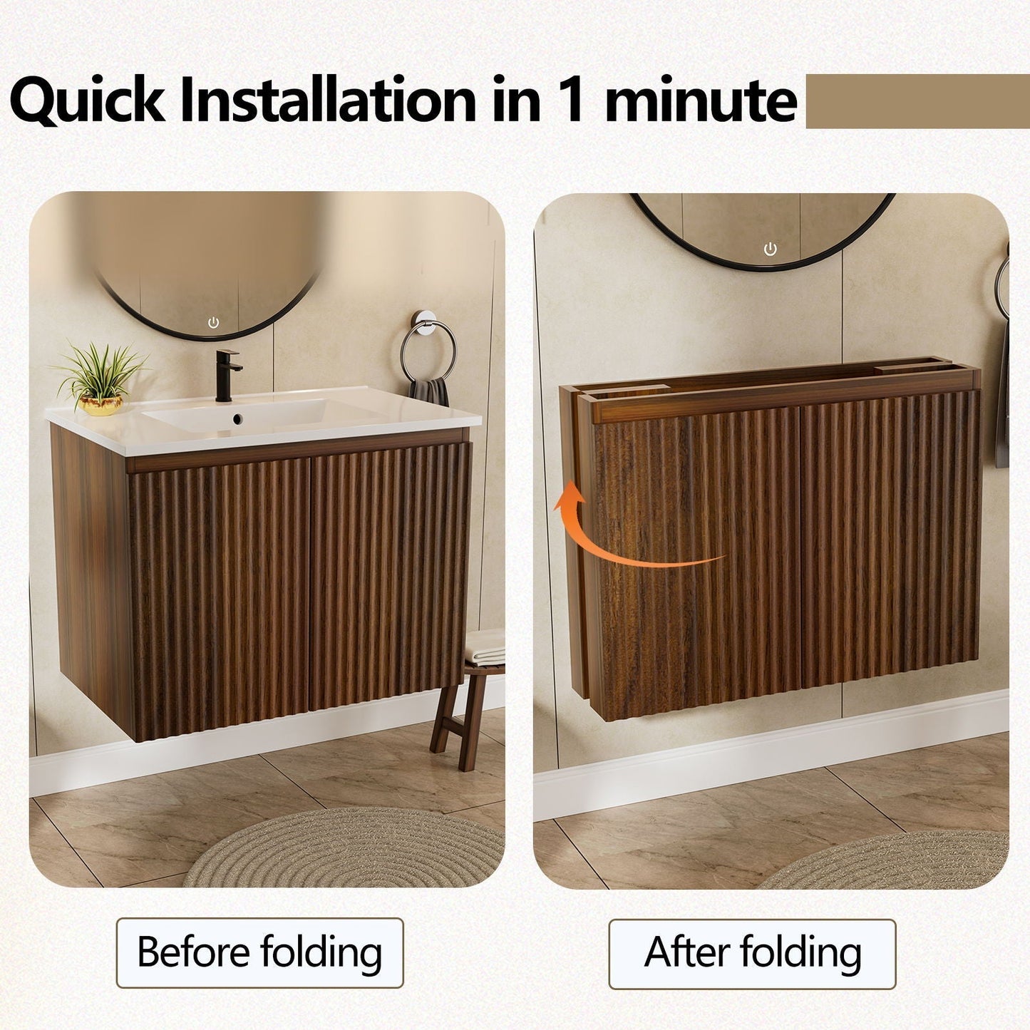 Folding Wall Cabinet With Creamic Sink