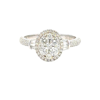 Aamiaa - Anel de noivado oval com diamante natural de 1,33 quilates e halo - Tamanho 6,5