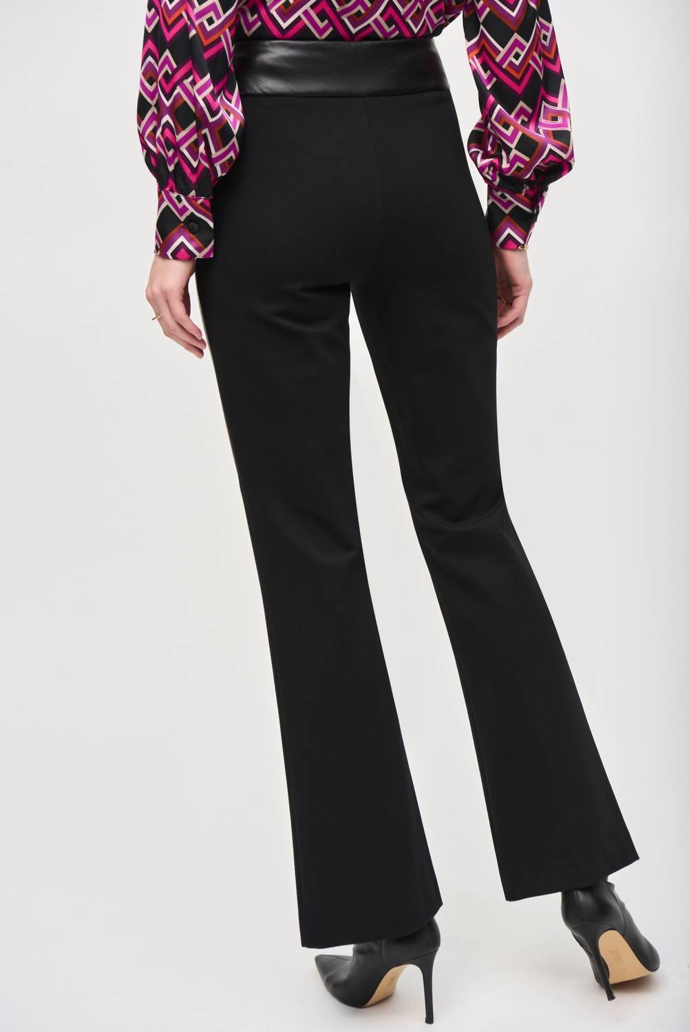 Joseph Ribkoff - Faux Leather Split Hem Flared Trouser