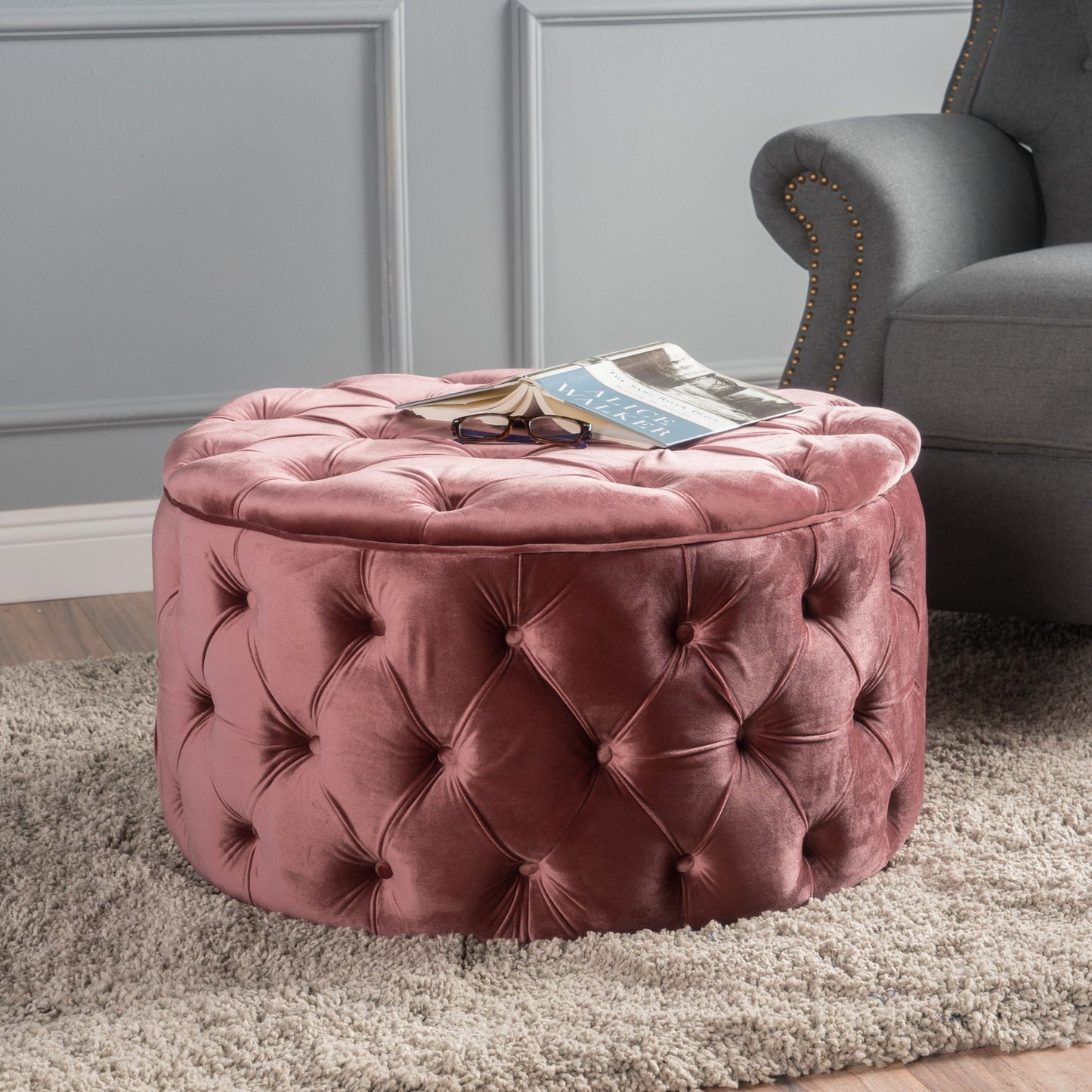 Modern Glam Ottoman Velvet