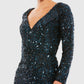 Ieena For Mac Duggal - Longsleeve Sequin Gown Midnight Blue Sz 10$398
