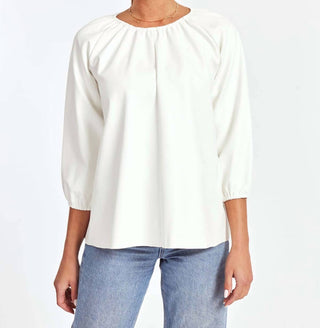 Dolce Cabo - Blusa Blakely de couro sintético com manga bufante