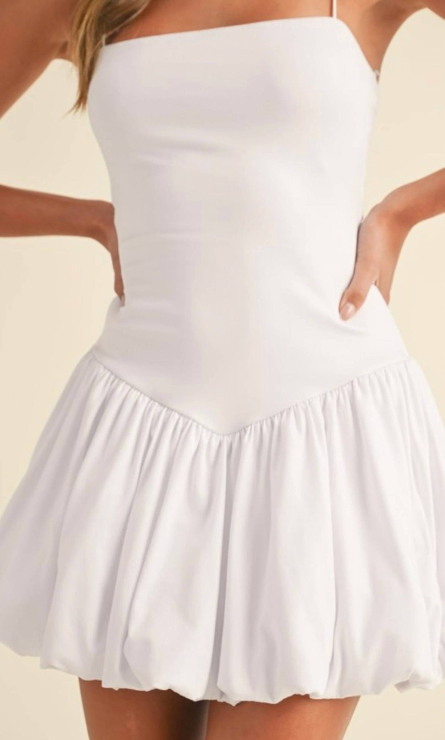 Klesis - Sleeveless Chevron Drop Waist Balloon Skirt Mini Dress