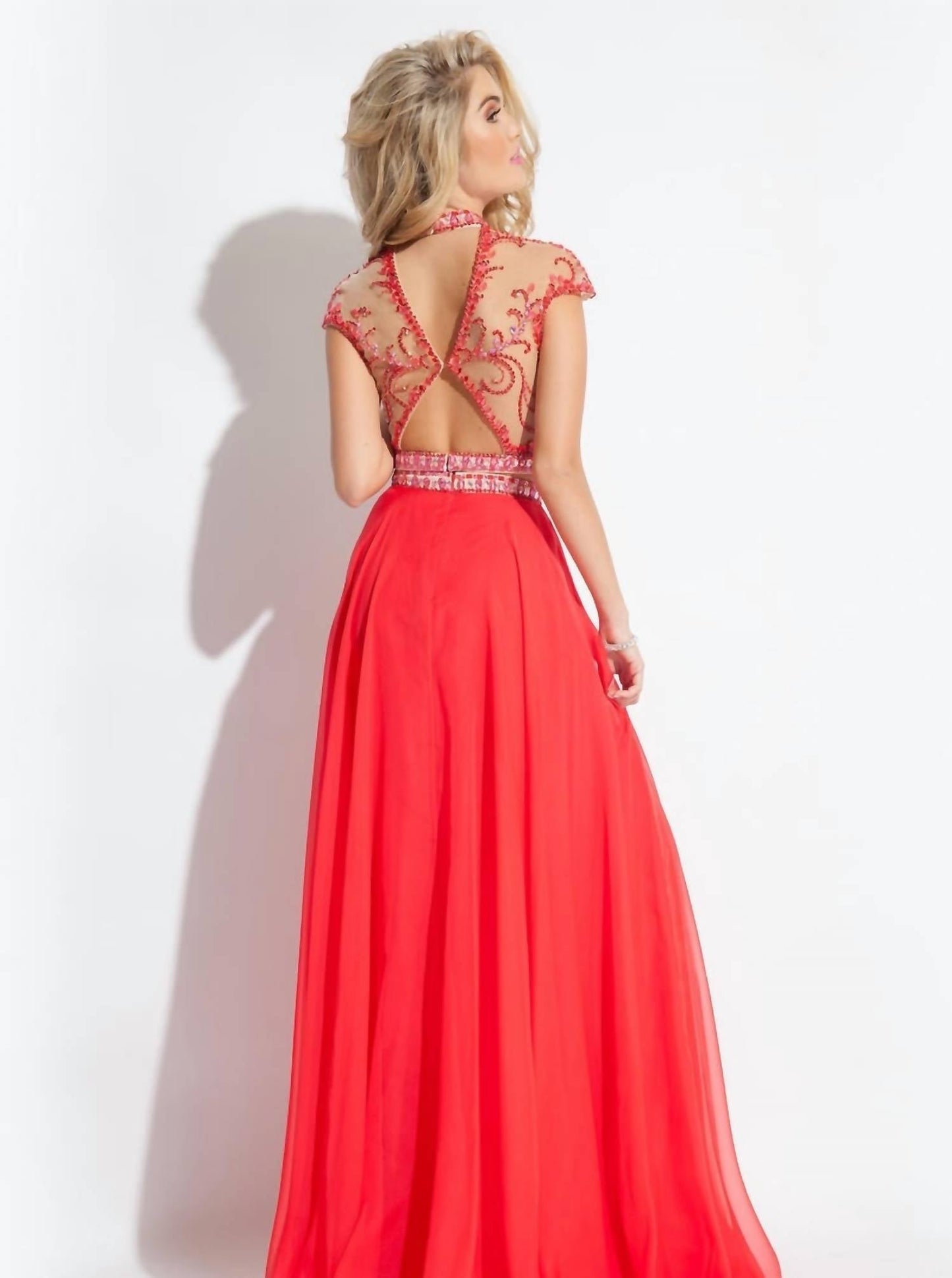 Rachel Allan - Two-piece Embellished Chiffon Gown