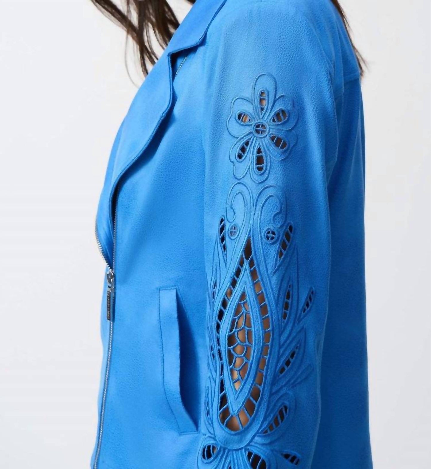 Joseph Ribkoff - Foiled Faux Suede Moto Jacket