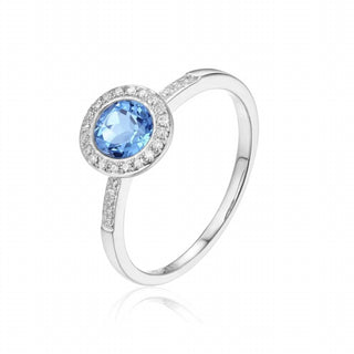 Diana M Jewels - Anel de diamante com topázio azul de 0,91 cts