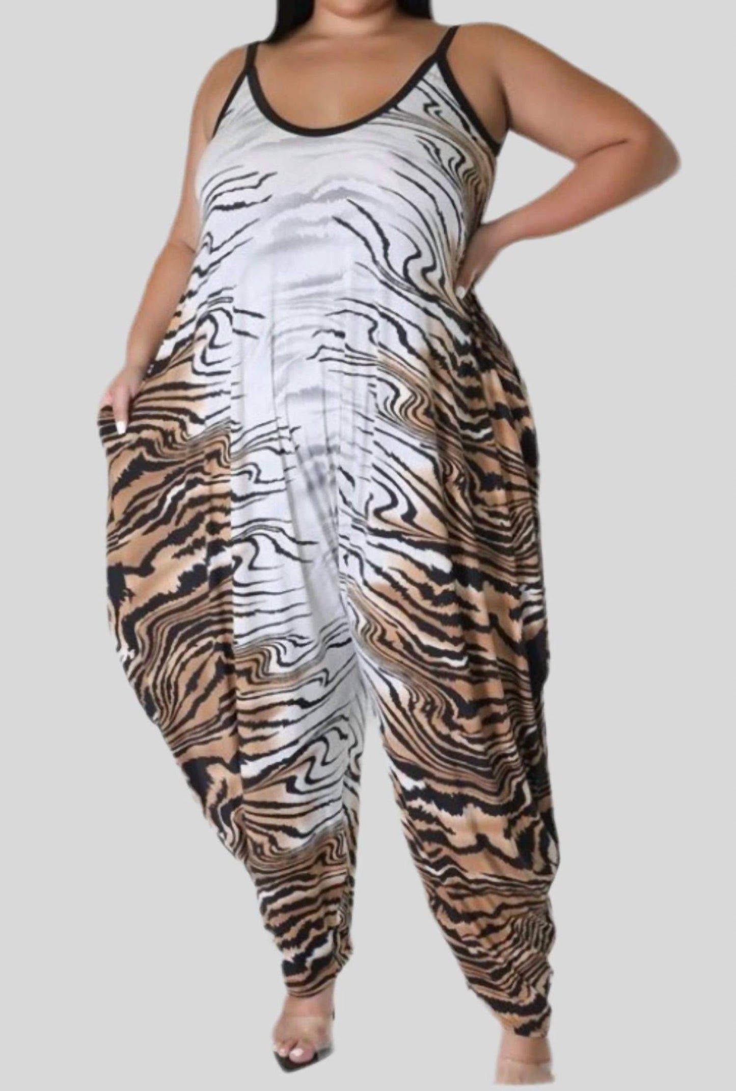 Good Time Usa - Multi Print Plus Jumpsuit
