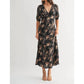 Fun 2 Fun - Leaf Print Satin Midi Dress