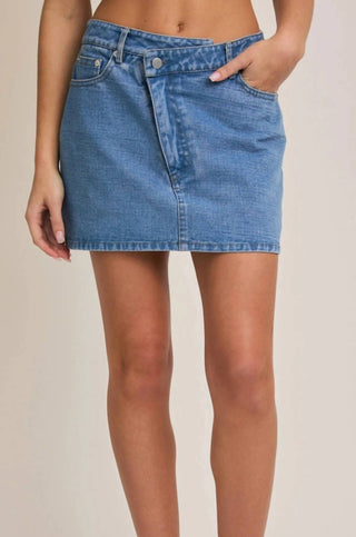Le Lis - Saia-calça jeans feminina The Jetty cintura média