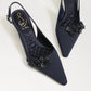Sam Edelman - Women's Bianka Fabric Pointed Toe Slingback Kitten Heeled Pump