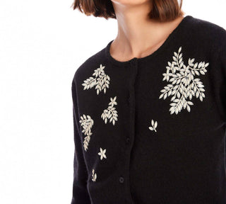 Fifteen Twenty - Cardigan bordado com folhas embelezadas Bree