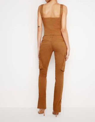 Good American - Calça Cargo Skinny de Sarja