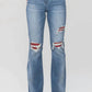 Judy Blue - Women's Mr Plaid Patch Detail Bootcut Jeans