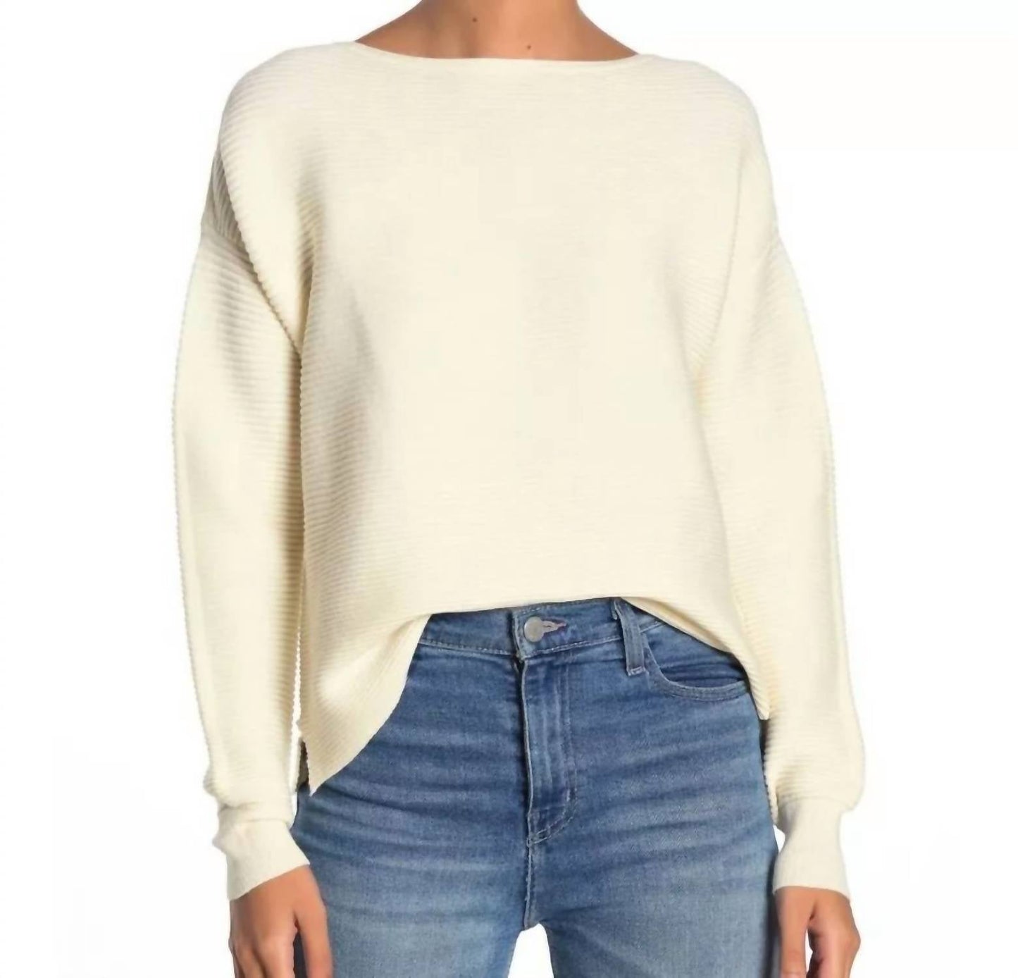 14Th & Union - Boatneck Ribbed Knit Sweater Ottoman Sleeves