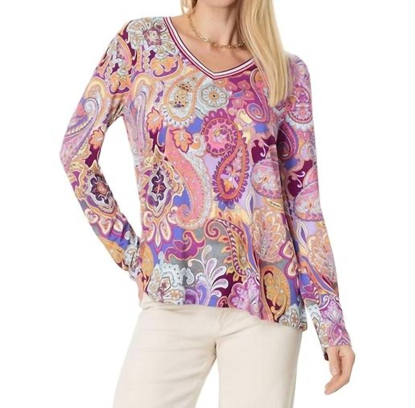Johnny Was - THE JANIE LONG SLEEVE V-NECK SWING TEE