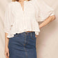 En Creme - Puff Sleeve Embroidered Top