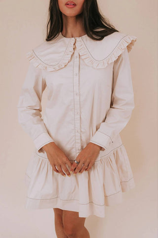 Aureum - Ava Ruffled Collar Mini Shirt Dress
