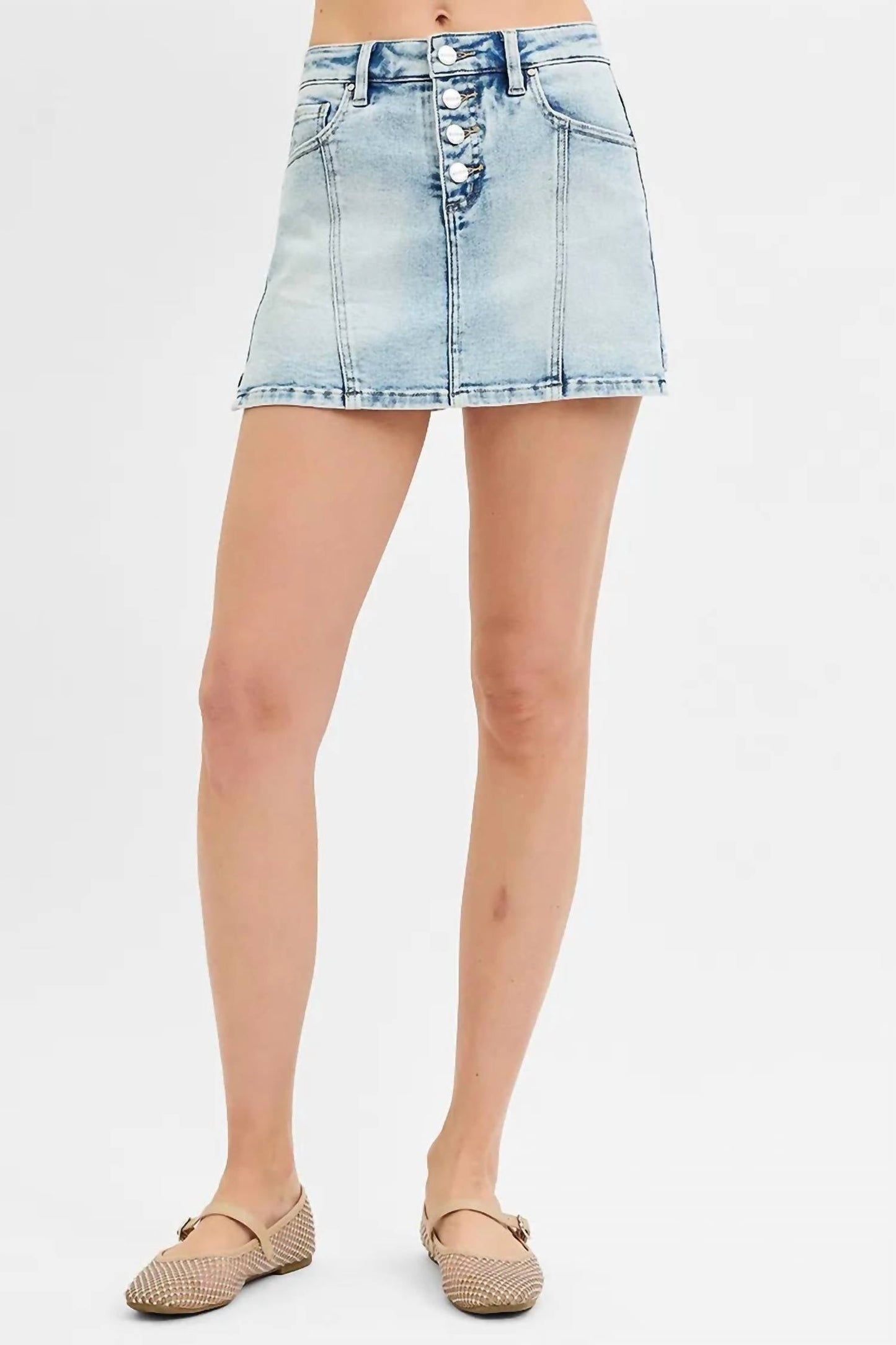 Trendsi - Saia-calça curta com botões e cintura alta tamanho grande Risen