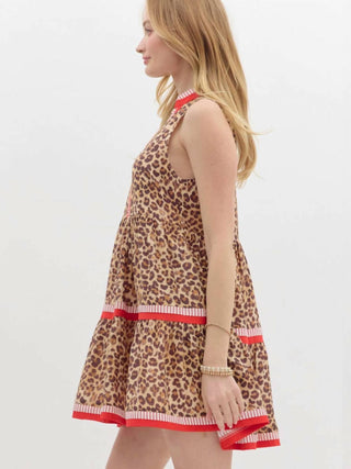 Entro - Women's Leopard Print Sleeveless Mini Dress