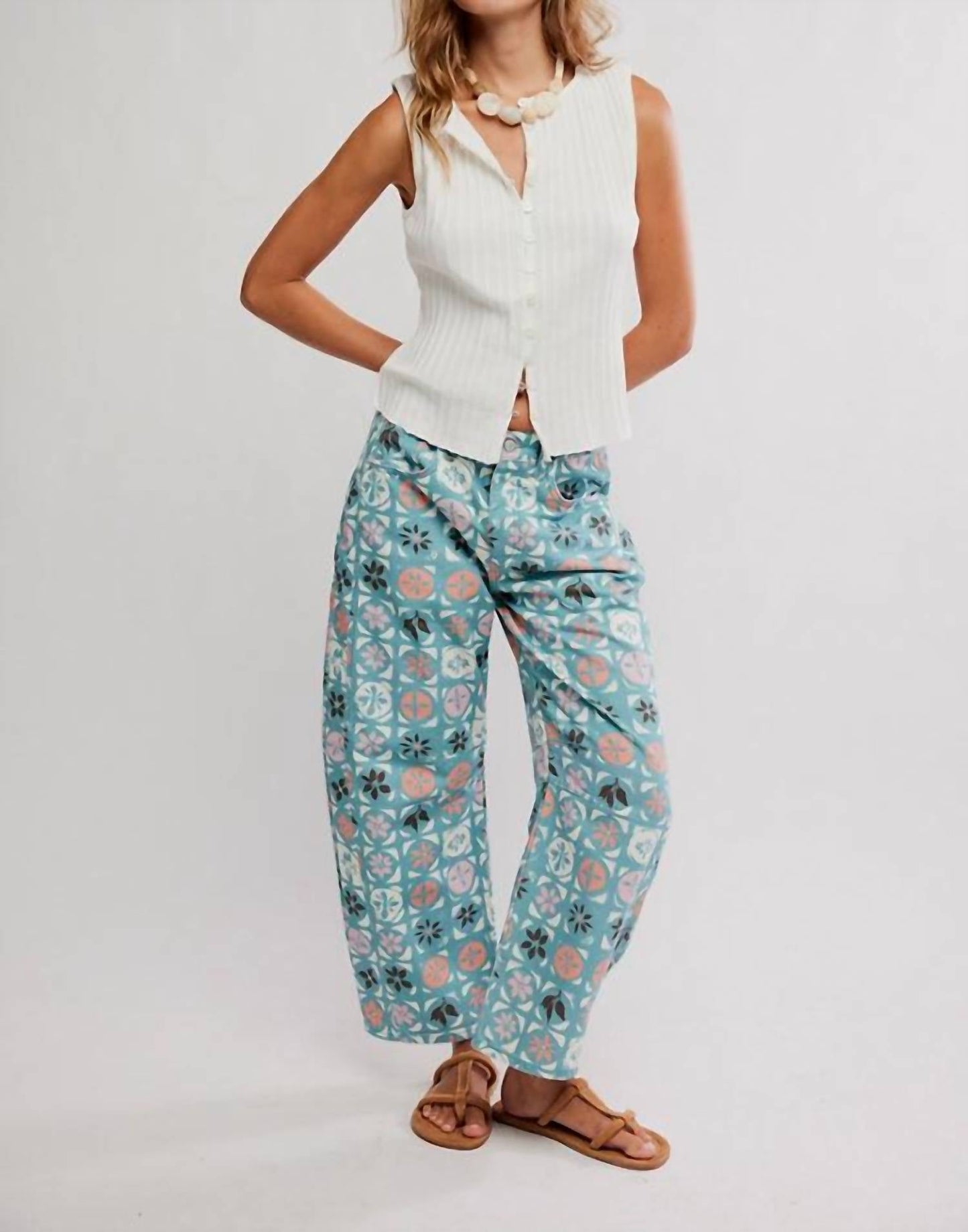 Free People - Ditzy Jade Fun Barrel Jeans