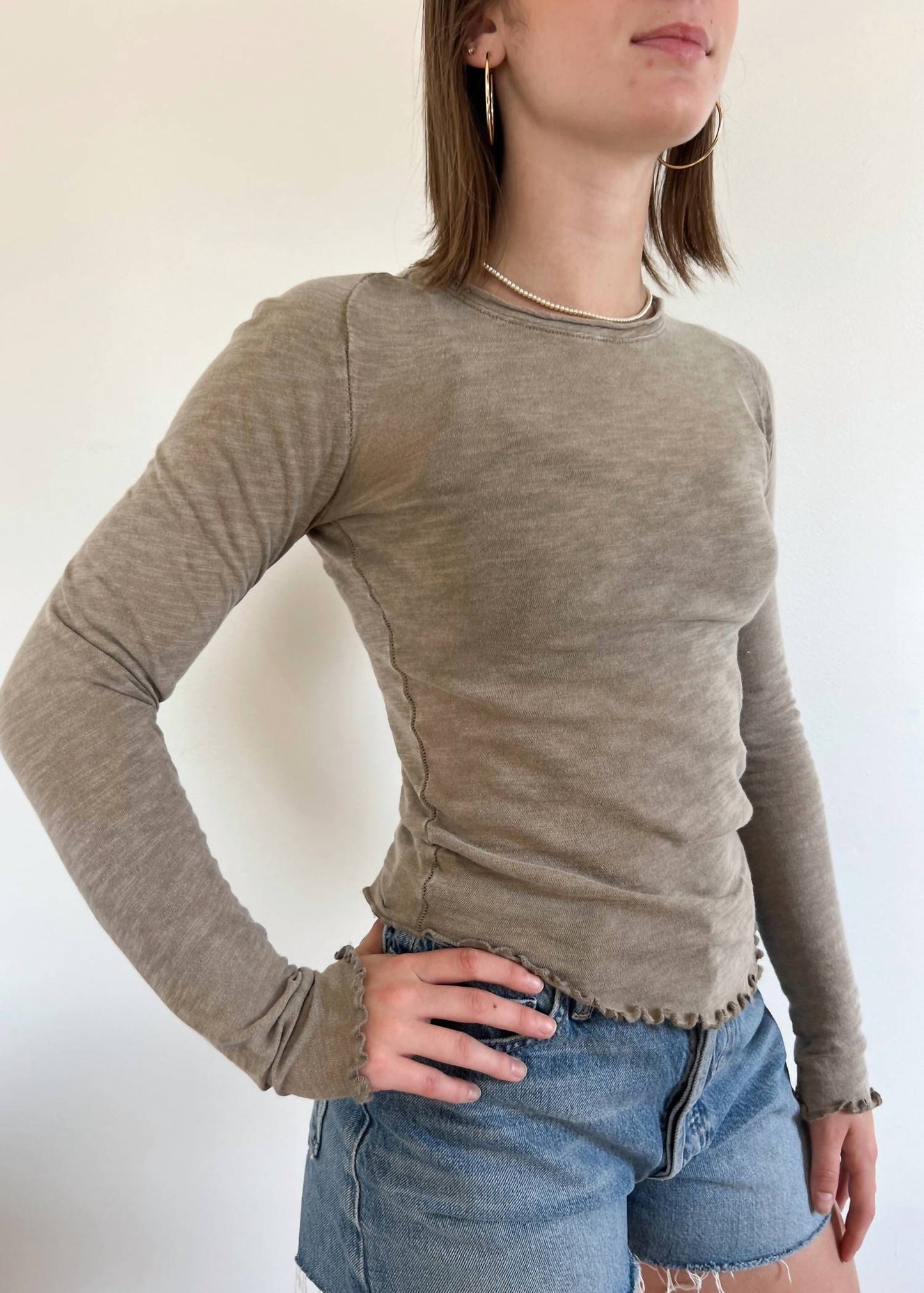 Free People - Long Sleeve Baby Tee Top