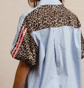 Bibi - Camisa Listrada com Top de Leopardo