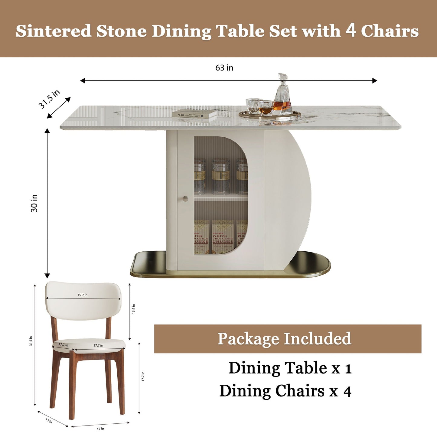Dining Table Set With Storage, Includes Chairs For Kitchen