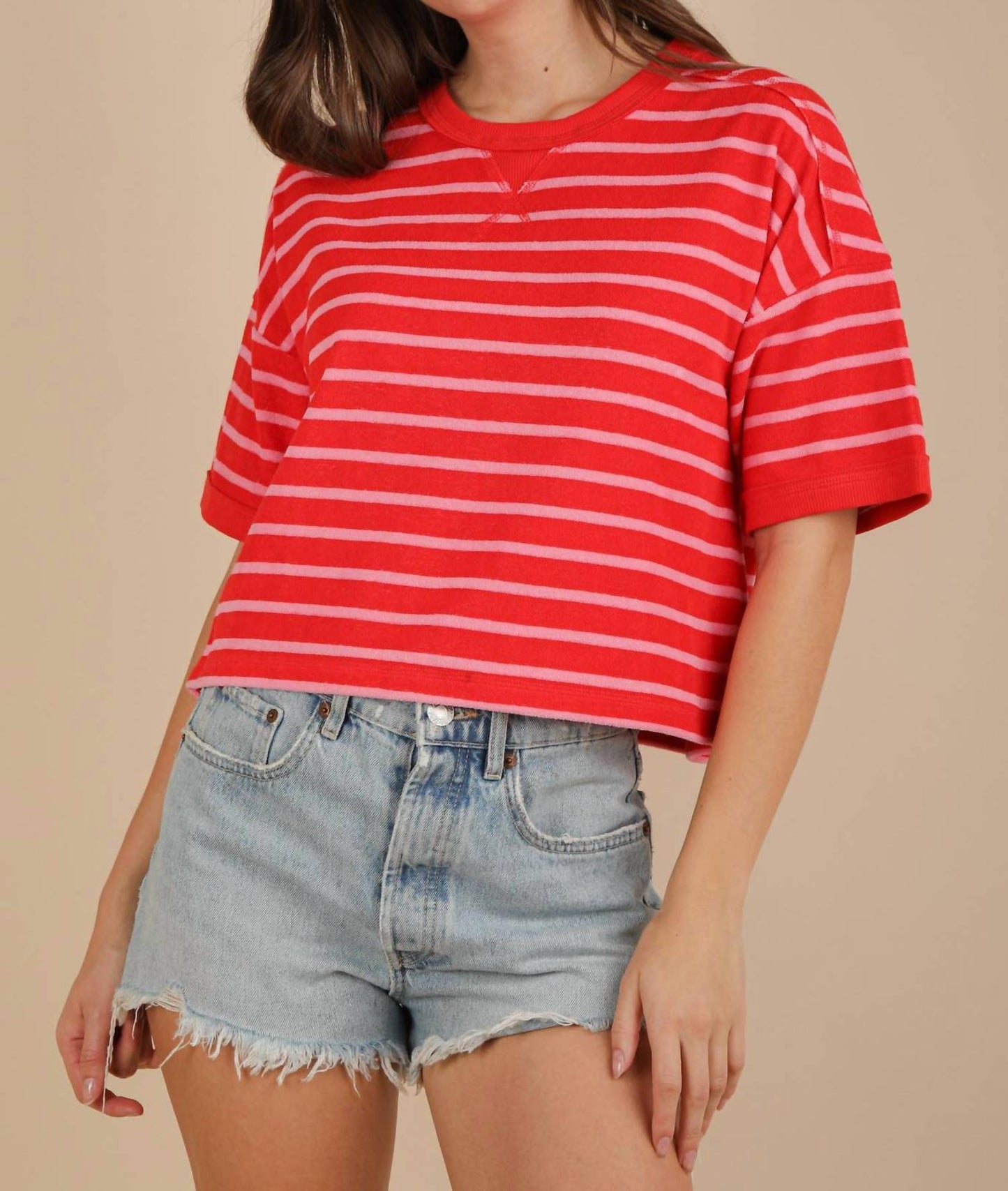 Very J - Oversized Stripe Casual Comfy Knit Top