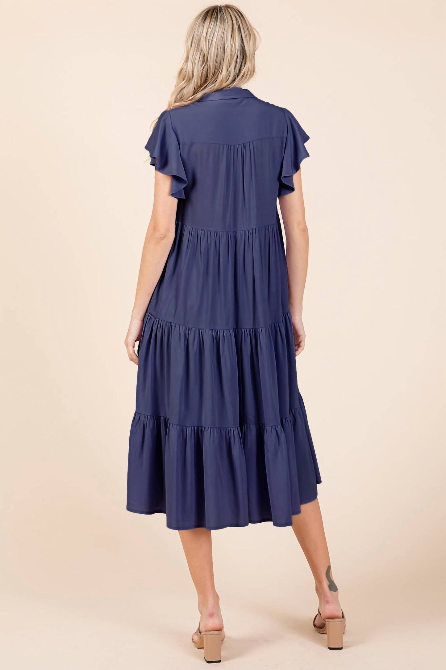 Mittoshop - Solid Tiered Midi Dress