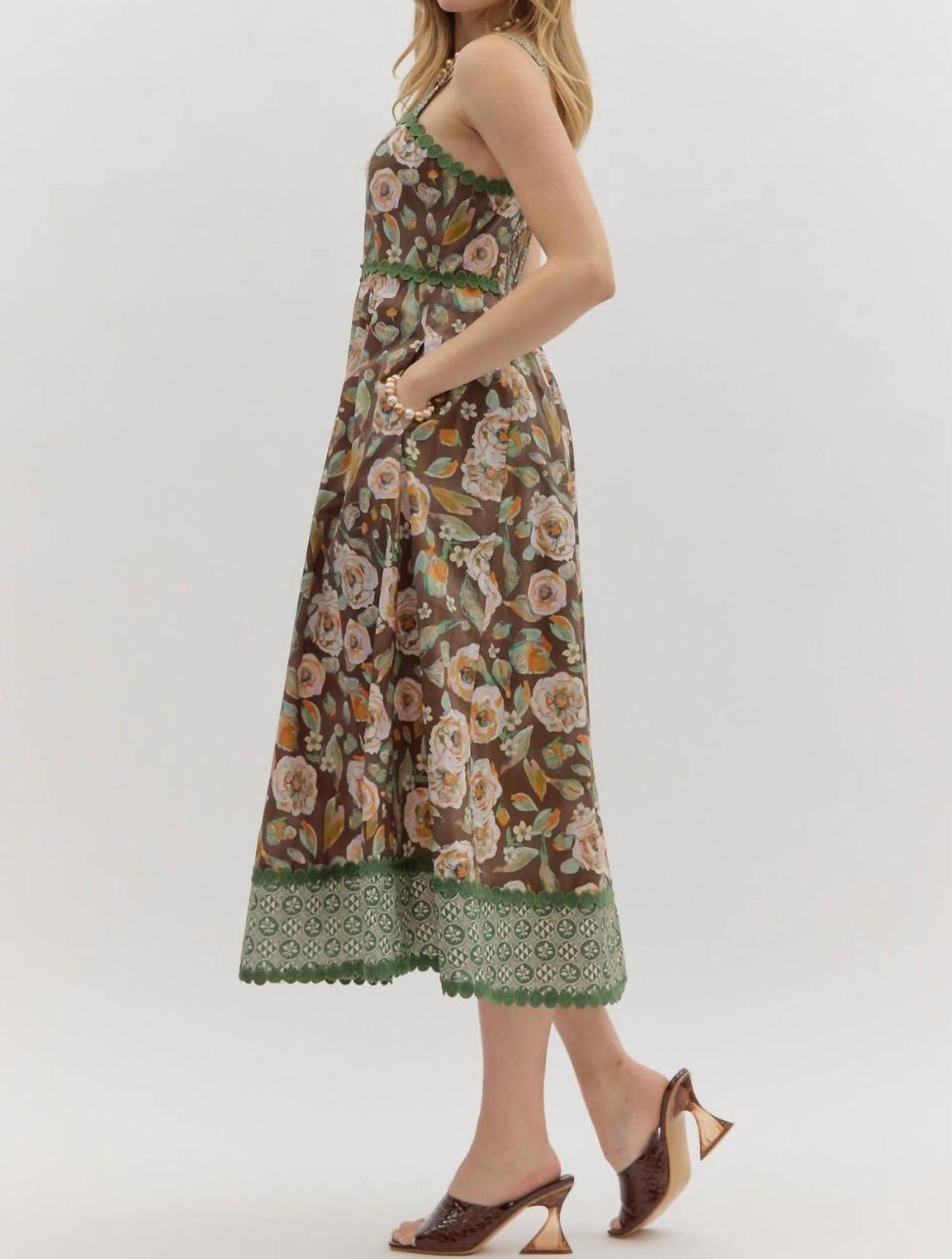 Entro - Floral Print Midi Dress