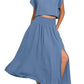 Trendsi - Zenana Heavy Woven Span Crop Tee & Skirt Set