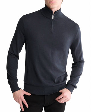 Calvin Klein - Suéter com zíper em mistura de lã merino fina e 1/4