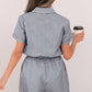 Aapparella - Pinstripe Collared Belted Romper