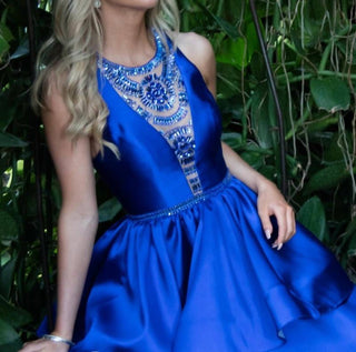 Rachel Allan - Beaded Mikado Short Cocktail Dress