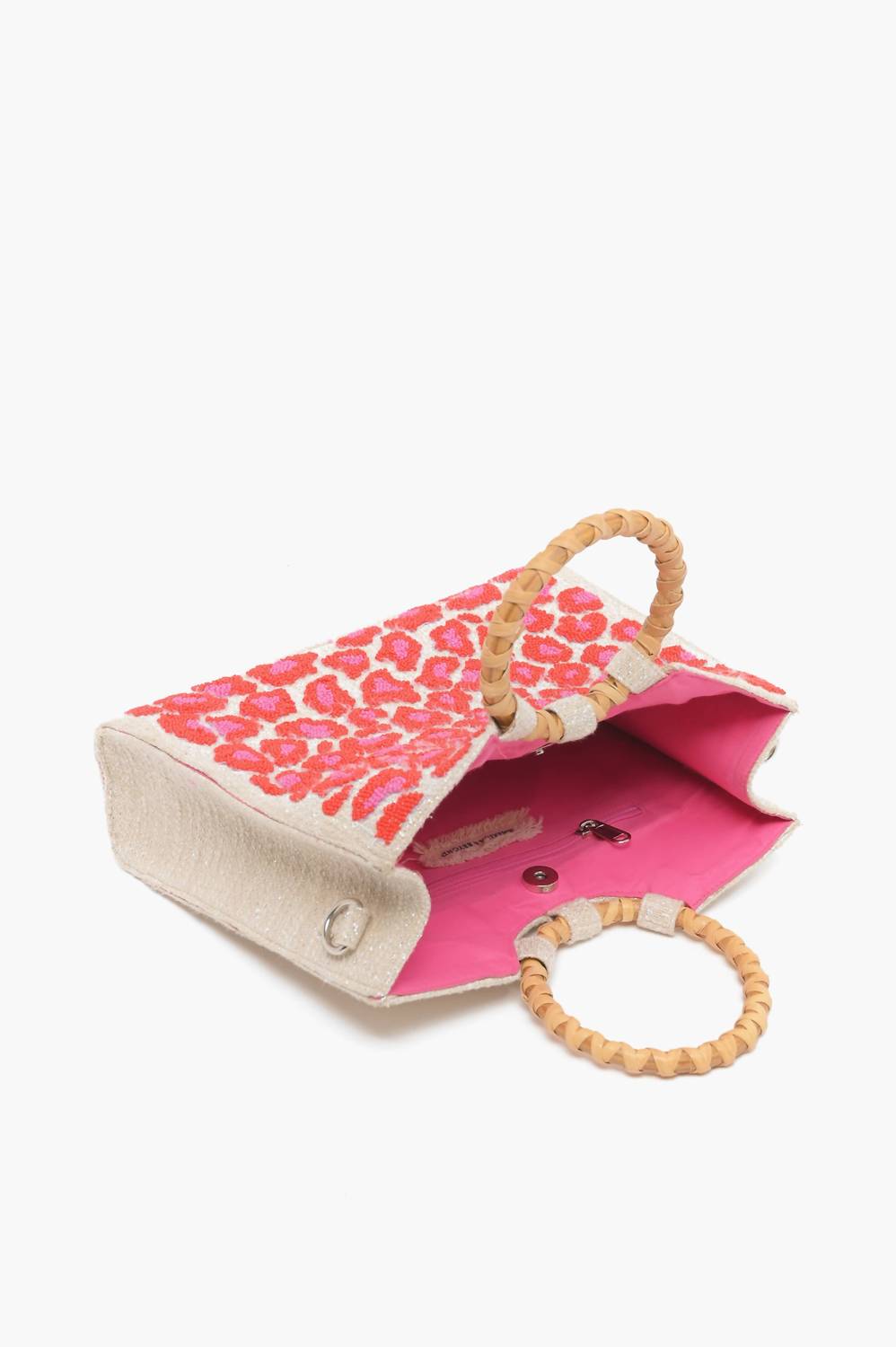 America & Beyond - Women's Leopard Beaded Tote Bag