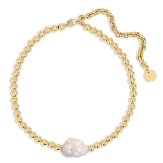 Eklexic - Colar feminino de pérolas e contas horizontais com papoula