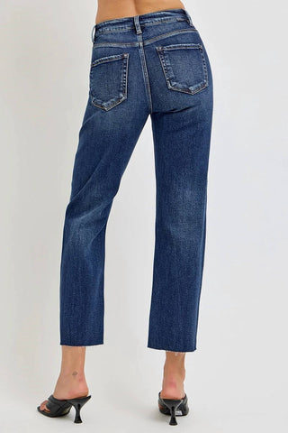 Risen - Tummy Control High Rise Crop Straight Jeans