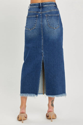 Risen - High Rise Frayed Long Pencil Skirt