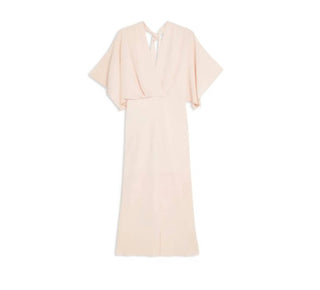 Topshop - Vestido de chiffon estilo morcego com fenda alta e vestido midi para chá