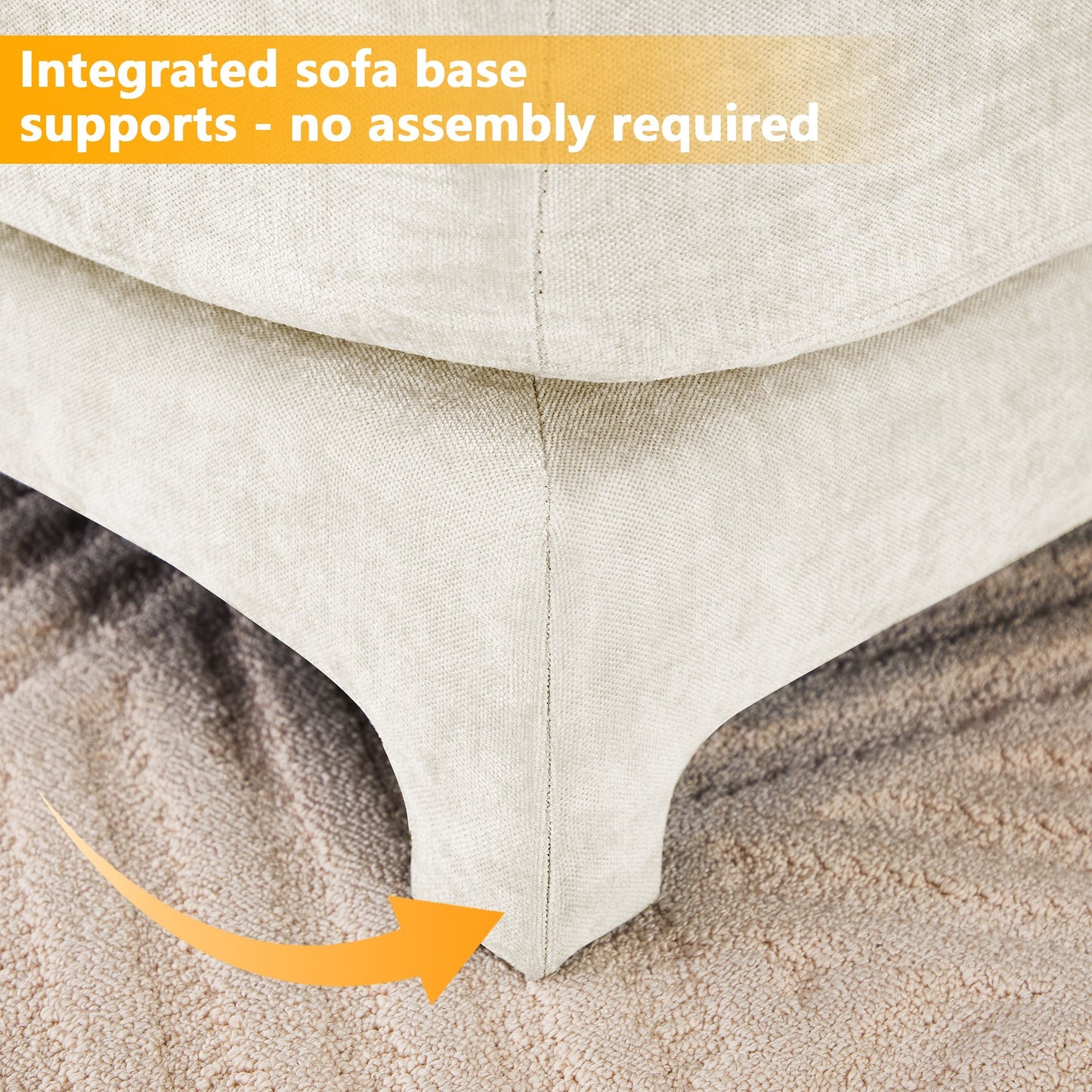 Elegant Four-Seater Sofa with Movable Ottoman and Lumbar Pillow