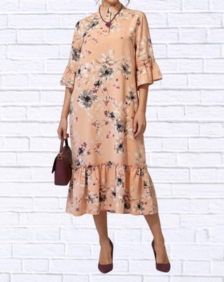 Diva Usa - Floral Ruffle Hem Midi Dress