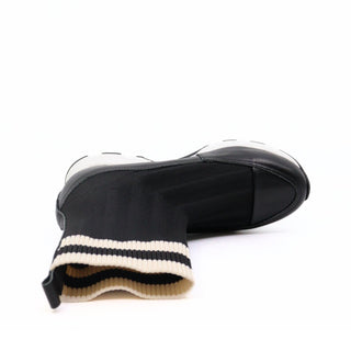 All Black - Bota feminina listrada com meia