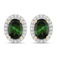 1.92 Carat Genuine Green Tourmaline and White Diamond 14K Yellow Gold Earrings