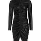 Veronica Beard - Bernadette Faux Leather Long Sleeve Ruched Mini Dress