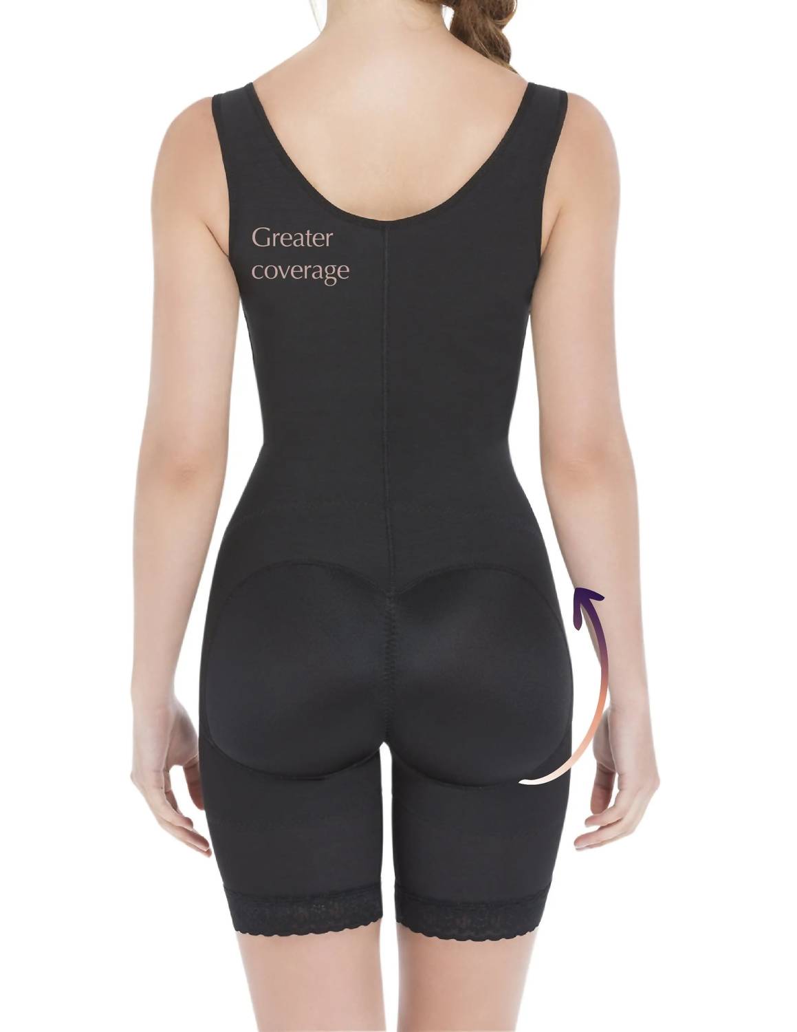 Siluets - Wide Straps Mid-thigh Bodysuit Slimming Shaper