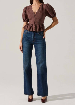 Astr - Arely Scalloped V-neck Peplum Top