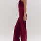 Entro - Velvet Sequin Bow Shoulder Jumpsuit