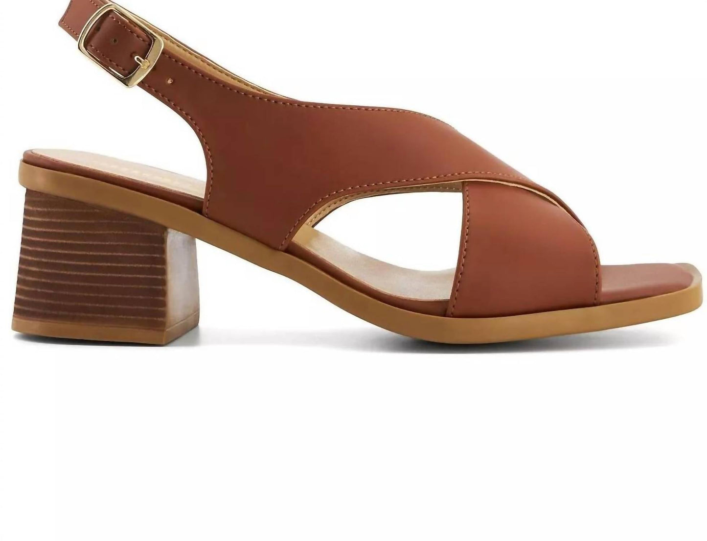 Andrea - Women's Medium Heel Crossed Strap Sandal