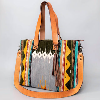 American Darling - Women's Saddle Blanket Genuine Leather Western Tote Bag